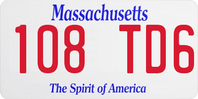 MA license plate 108TD6