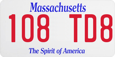 MA license plate 108TD8