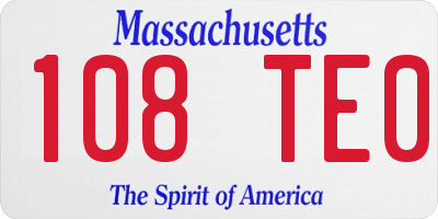 MA license plate 108TE0