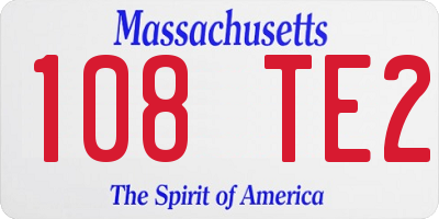 MA license plate 108TE2