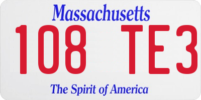 MA license plate 108TE3