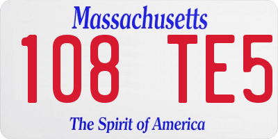 MA license plate 108TE5