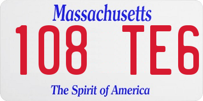 MA license plate 108TE6