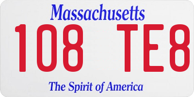 MA license plate 108TE8