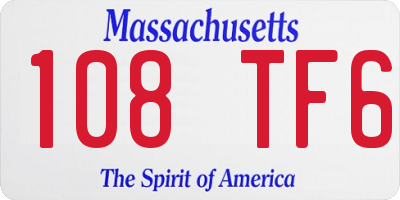 MA license plate 108TF6