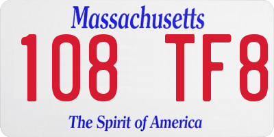 MA license plate 108TF8