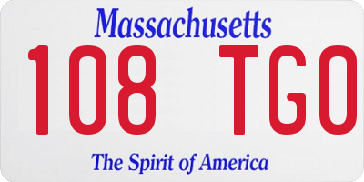 MA license plate 108TG0
