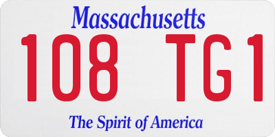 MA license plate 108TG1