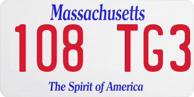 MA license plate 108TG3