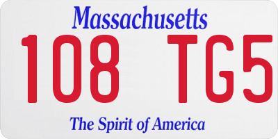MA license plate 108TG5