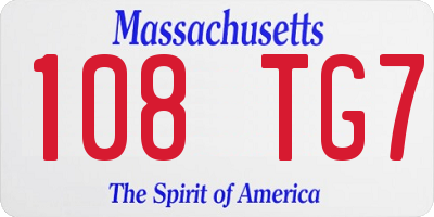 MA license plate 108TG7