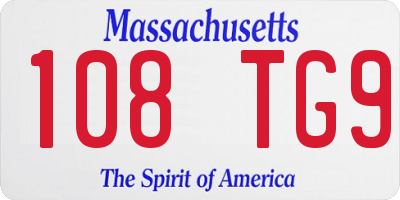MA license plate 108TG9