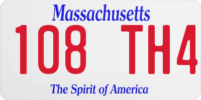 MA license plate 108TH4
