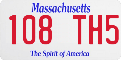 MA license plate 108TH5