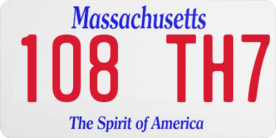 MA license plate 108TH7