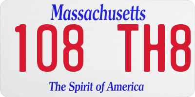 MA license plate 108TH8