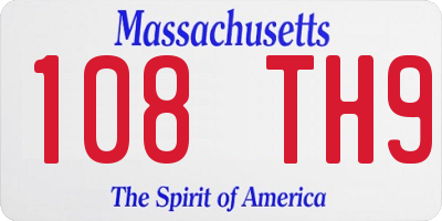 MA license plate 108TH9
