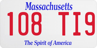 MA license plate 108TI9