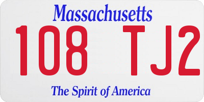 MA license plate 108TJ2