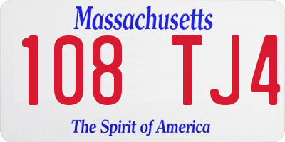 MA license plate 108TJ4