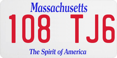 MA license plate 108TJ6