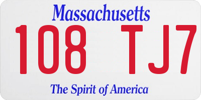 MA license plate 108TJ7