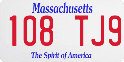 MA license plate 108TJ9