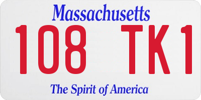 MA license plate 108TK1