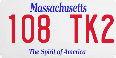 MA license plate 108TK2