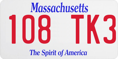 MA license plate 108TK3
