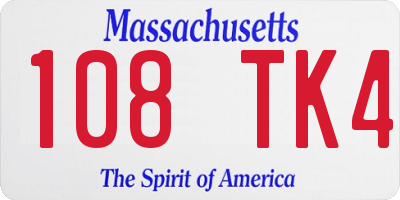 MA license plate 108TK4