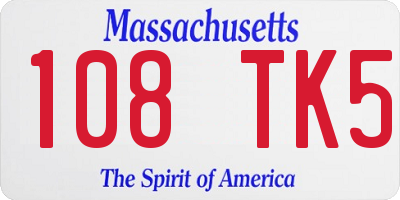 MA license plate 108TK5