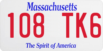 MA license plate 108TK6