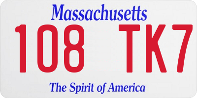 MA license plate 108TK7