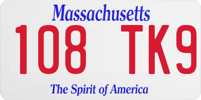 MA license plate 108TK9