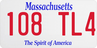 MA license plate 108TL4