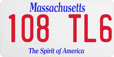 MA license plate 108TL6