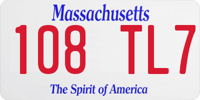 MA license plate 108TL7