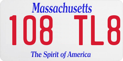 MA license plate 108TL8