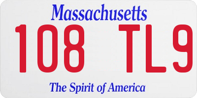 MA license plate 108TL9