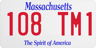 MA license plate 108TM1