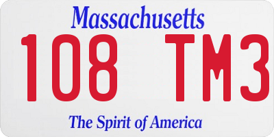 MA license plate 108TM3