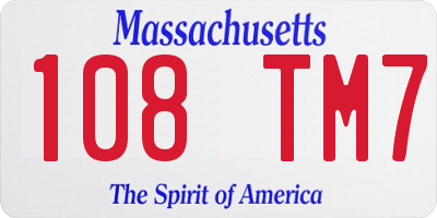 MA license plate 108TM7