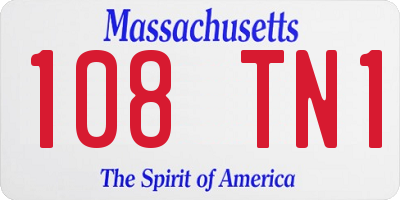 MA license plate 108TN1