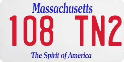 MA license plate 108TN2