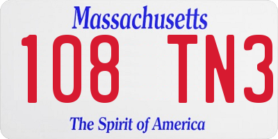 MA license plate 108TN3