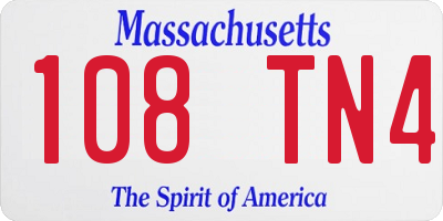 MA license plate 108TN4