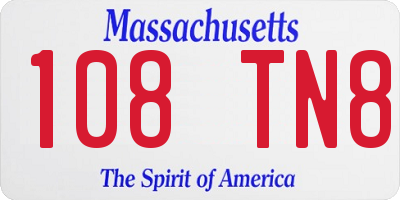 MA license plate 108TN8