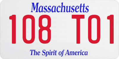 MA license plate 108TO1