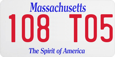 MA license plate 108TO5